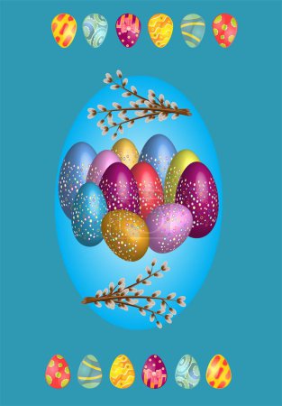 Téléchargez les photos : Composition de Pâques avec œufs de Pâques colorés et chatons - en image libre de droit