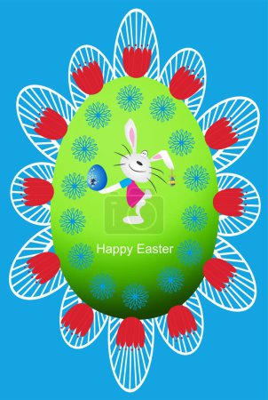 Téléchargez les photos : Composition de Pâques avec des œufs de Pâques colorés et des fleurs - en image libre de droit