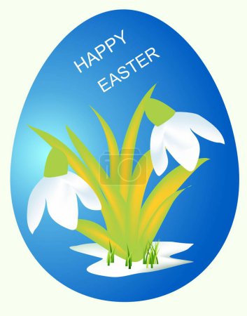 Téléchargez les photos : Composition de Pâques avec un oeuf de Pâques avec des fleurs de printemps dessus - en image libre de droit
