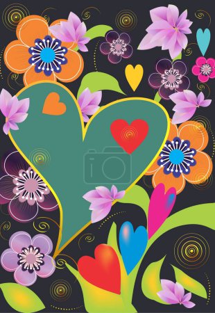 Téléchargez les photos : Composition avec coeurs et fleurs pour la Saint Valentin - en image libre de droit