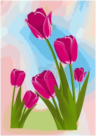 Téléchargez les photos : Composition avec ressort, tulipes colorées - en image libre de droit