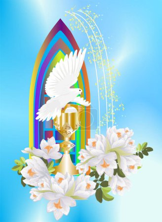 Illustration for Composition with characteristic symbols of Holy Communion - Royalty Free Image