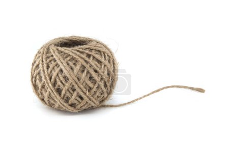 Spool of jute twine made from natural jute materials isolated on white background