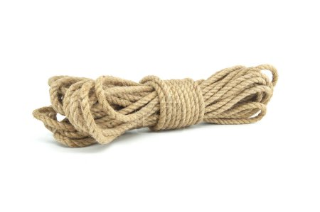 Natural jute fiber rope isolated on white background