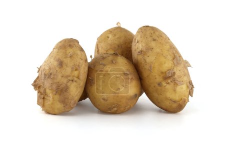 Early season potatoes with a light brown skin isolated on a white background