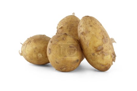 Pile of recent harvest early season potatoes isolated on a white background
