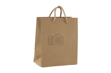 Brown paper shopping bag with handles on a white background, perfect for marketing, retail, and eco-friendly packaging concepts.