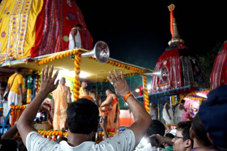 Photo for Devotes Celebrating in Kolkata Iskcon Rath Yatra - Royalty Free Image