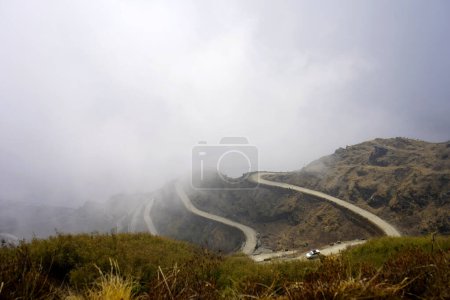 Photo for VIEW OF ZIG ZAG ROAD FROM ZULUK IN SILK ROUTE SIKKIM - Royalty Free Image