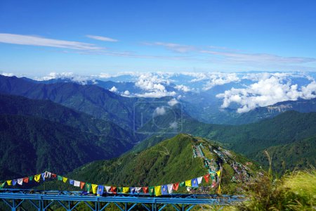 Photo for View of Zuluk Village from Skyline with Mountain Range at Silk Route Sikkim - Royalty Free Image