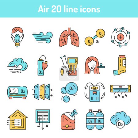 Photo for Air color line icons set. Pictograms for web page, mobile app, promo. UI UX GUI design element. Editable stroke. - Royalty Free Image