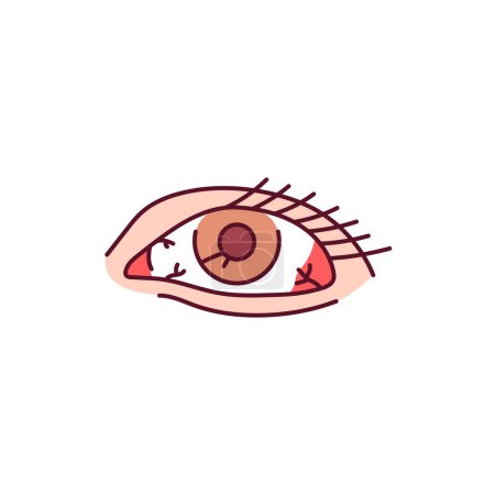 Illustration for Red eye color line icon. Injuries concept. Pictogram for web page, mobile app, promo. - Royalty Free Image