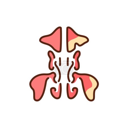 Sinusite dans l'icône de la ligne de couleur des sinus. Pictogramme pour page web, application mobile, promo.