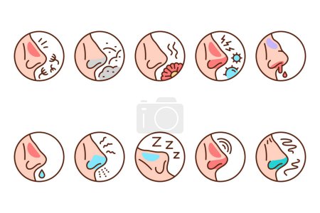 Illustration for Sickness nose color line icon. Pictogram for web page, mobile app, promo. - Royalty Free Image