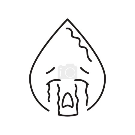 Illustration for Crying blue character in the shape of a drop color line icon. Mascot of emotions. Pictogram for web page, mobile app, promo. - Royalty Free Image