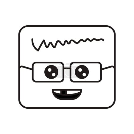 Illustration for Square intelligent character in glasses color line icon. Mascot of emotions. Pictogram for web page, mobile app, promo. - Royalty Free Image