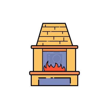 Illustration for Fireplace olor line icon. Pictogram for web page, mobile app, promo. UI UX GUI design element. Editable stroke. - Royalty Free Image