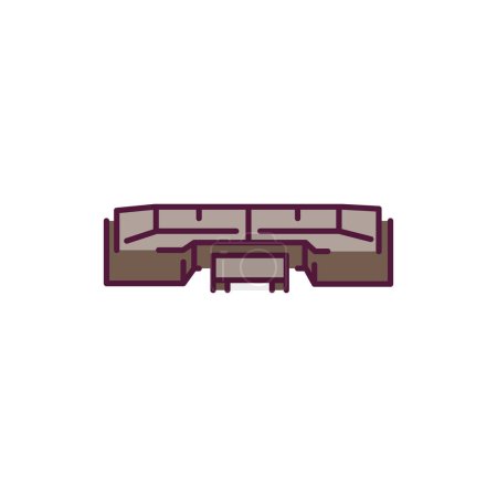 Illustration for Patio sectional color line icon. Pictogram for web page, mobile app, promo. - Royalty Free Image