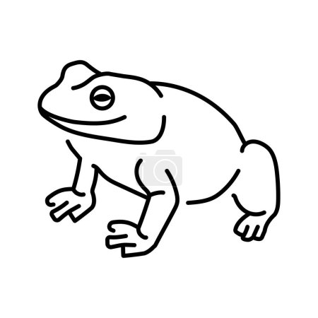 Illustration for Tailless frog color line illustration. Animals of Australia. - Royalty Free Image