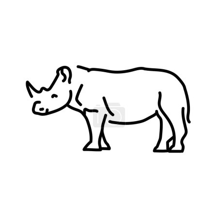 Illustration for Rhinoceros color line illustration. Animals of Africa - Royalty Free Image