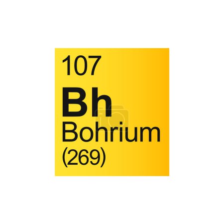 Illustration for Bohrium chemical element of Mendeleev Periodic Table on yellow background. - Royalty Free Image