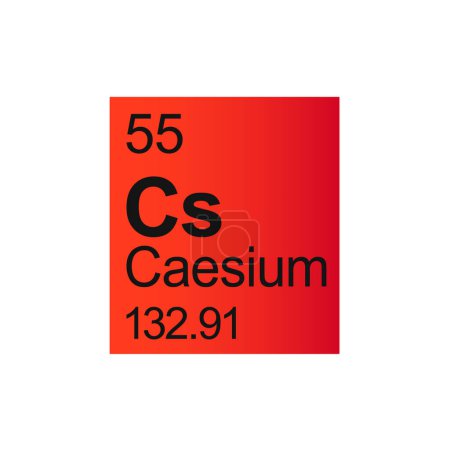Illustration for Caesium chemical element of Mendeleev Periodic Table on red background. - Royalty Free Image
