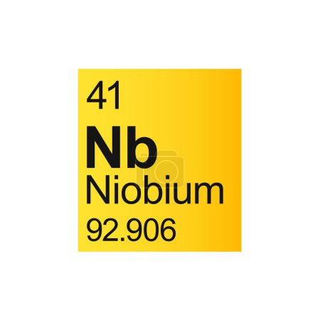 Ilustración de Elemento químico niobio de Mendeleev Tabla periódica sobre fondo amarillo. - Imagen libre de derechos