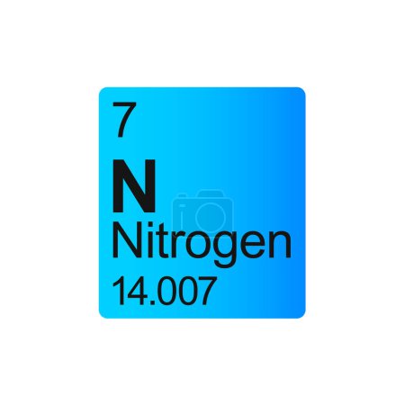 Illustration for Nitrogen chemical element of Mendeleev Periodic Table on blue background. - Royalty Free Image