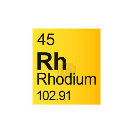 Illustration for Rhodium chemical element of Mendeleev Periodic Table on yellow background. - Royalty Free Image