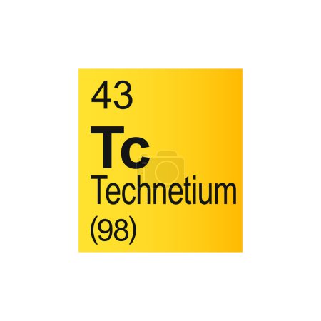 Ilustración de Technetium chemical element of Mendeleev Periodic Table on yellow background. Ilustración vectorial colorida - muestra el número, símbolo, nombre y peso atómico. - Imagen libre de derechos