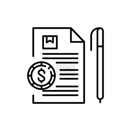 Téléchargez les illustrations : Icône de ligne de contrat. Financement participatif des entreprises et finances - en licence libre de droit