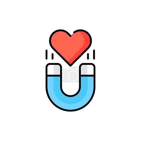 Illustration for Attracting love color line icon. Magnet and heart. Mental health - Royalty Free Image