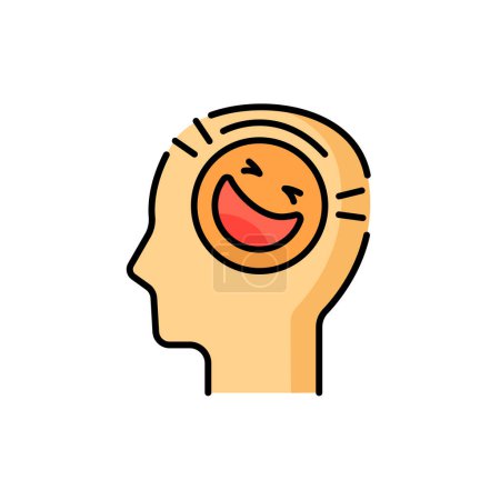 Illustration for Humor sense color line icon. Human behavior. Emotions of person - Royalty Free Image