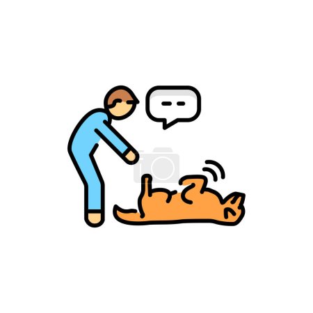 Ilustración de Girar icono de línea de color de comando. Entrenamiento de perros. - Imagen libre de derechos