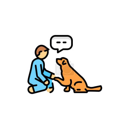 Ilustración de Command give a paw color line icon. Dog training. - Imagen libre de derechos