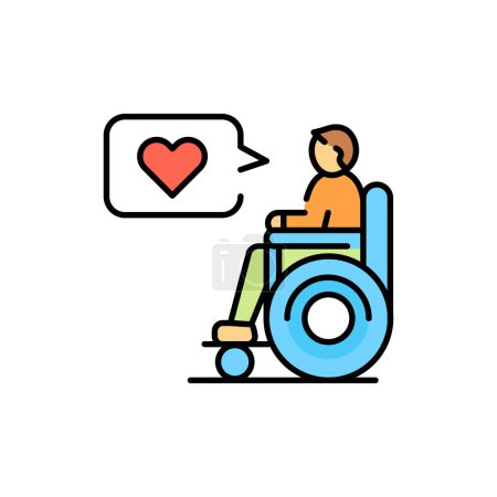 Téléchargez les illustrations : Disabled person color line icon. Multinational company. - en licence libre de droit