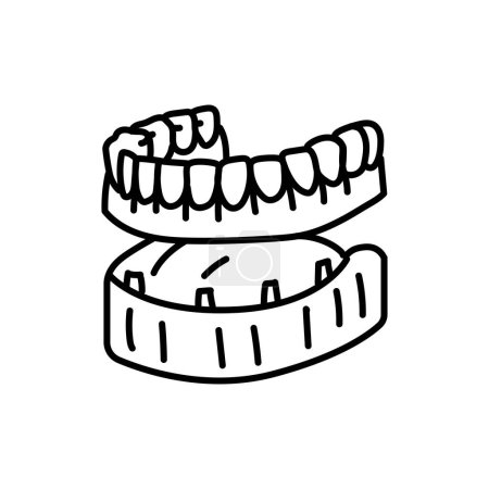 Téléchargez les illustrations : False teeth line icon. Dental prosthetic. Vector illustration - en licence libre de droit