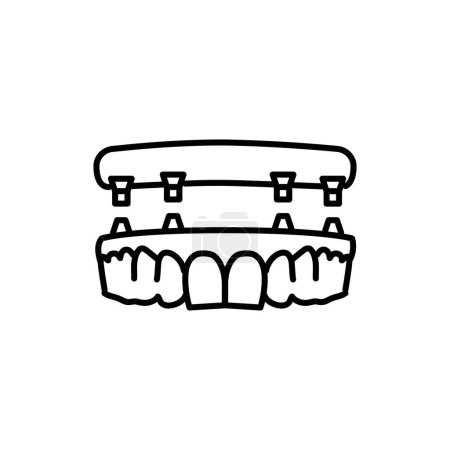 Illustration for False teeth line icon. Dental prosthetic. Vector illustration - Royalty Free Image