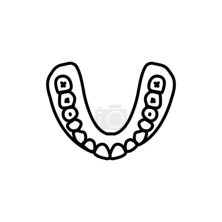 Téléchargez les illustrations : False teeth line icon. Dental prosthetic. Vector illustration - en licence libre de droit