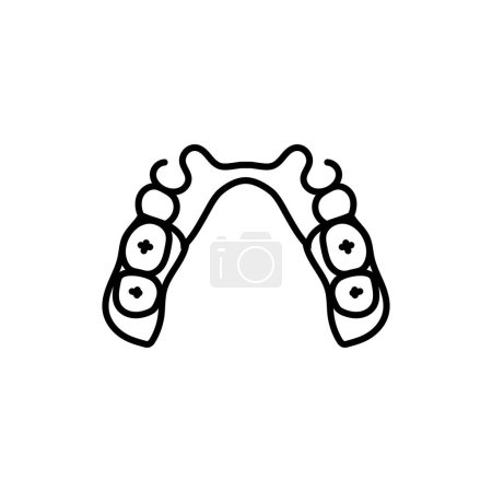 Ilustración de Icono de línea de prótesis parcial extraíble. Prótesis dental. Ilustración vectorial - Imagen libre de derechos