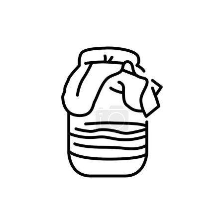 Téléchargez les illustrations : Kombucha homemade tea in jar color line icon. Japanese fermented product. - en licence libre de droit