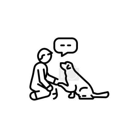Ilustración de Command give a paw color line icon. Dog training. Animal education. - Imagen libre de derechos