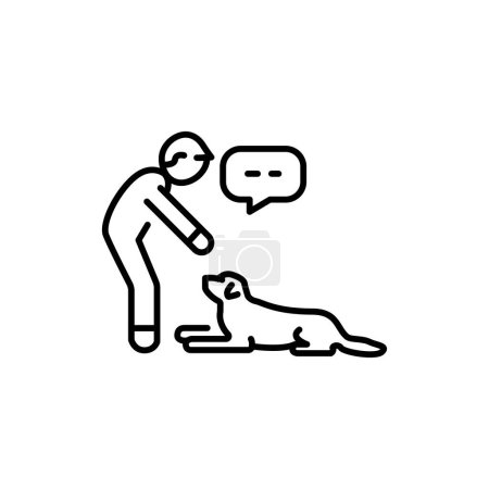 Ilustración de Command to lie down color line icon. Dog training. Animal education. - Imagen libre de derechos