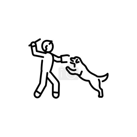 Téléchargez les illustrations : Cute character with golden retriever color line icon. Dog training. Animal education - en licence libre de droit