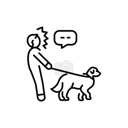 Ilustración de Pet pulls the leash color line icon. Dog training. Animal education. - Imagen libre de derechos