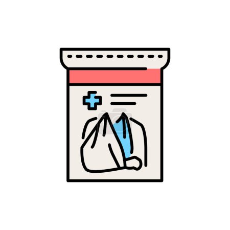 Téléchargez les illustrations : Triangular bandage color line icon. First aid. - en licence libre de droit