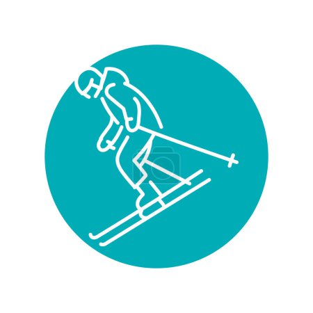 Ilustración de Skier color line icon. Skiing in winter Alps. - Imagen libre de derechos