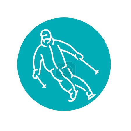 Illustration for Skier color line icon. Skiing in winter Alps. - Royalty Free Image