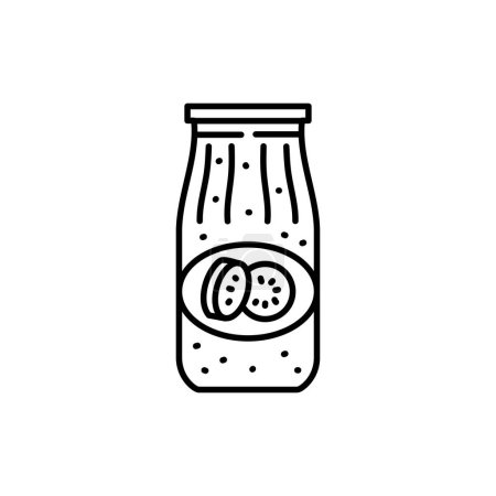 Téléchargez les illustrations : Pickled  zucchini caviar in a jar color line icon. - en licence libre de droit
