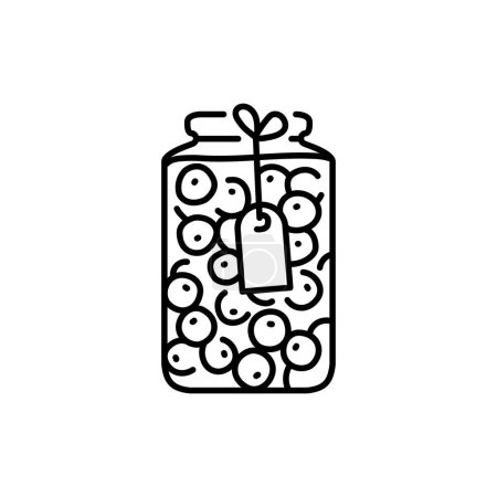Ilustración de Cerezas en vinagre en un icono de línea de color tarro. - Imagen libre de derechos